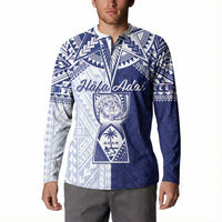 Personalised Northern Mariana Islands And Guam Button Sweatshirt Latte Stone With Tribal Pattern