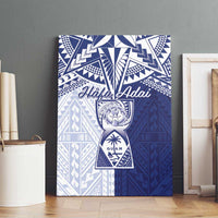 Northern Mariana Islands And Guam Canvas Wall Art Latte Stone With Tribal Pattern