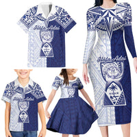 Personalised Northern Mariana Islands And Guam Family Matching Long Sleeve Bodycon Dress and Hawaiian Shirt Latte Stone With Tribal Pattern