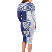 Personalised Northern Mariana Islands And Guam Family Matching Long Sleeve Bodycon Dress and Hawaiian Shirt Latte Stone With Tribal Pattern