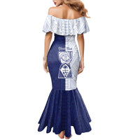 Personalised Northern Mariana Islands And Guam Family Matching Mermaid Dress and Hawaiian Shirt Latte Stone With Tribal Pattern