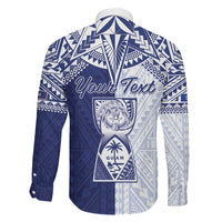 Personalised Northern Mariana Islands And Guam Family Matching Off The Shoulder Long Sleeve Dress and Hawaiian Shirt Latte Stone With Tribal Pattern