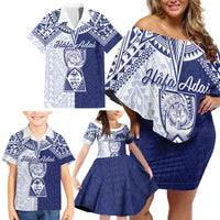 Personalised Northern Mariana Islands And Guam Family Matching Off Shoulder Short Dress and Hawaiian Shirt Latte Stone With Tribal Pattern