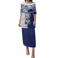 Personalised Northern Mariana Islands And Guam Family Matching Puletasi and Hawaiian Shirt Latte Stone With Tribal Pattern