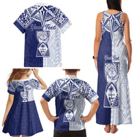 Personalised Northern Mariana Islands And Guam Family Matching Tank Maxi Dress and Hawaiian Shirt Latte Stone With Tribal Pattern