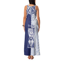 Personalised Northern Mariana Islands And Guam Family Matching Tank Maxi Dress and Hawaiian Shirt Latte Stone With Tribal Pattern