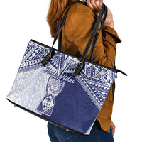 Northern Mariana Islands And Guam Leather Tote Bag Latte Stone With Tribal Pattern