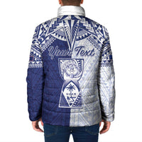 Personalised Northern Mariana Islands And Guam Padded Jacket Latte Stone With Tribal Pattern