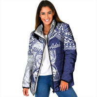Personalised Northern Mariana Islands And Guam Padded Jacket Latte Stone With Tribal Pattern