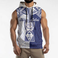 Personalised Northern Mariana Islands And Guam Sleeveless Hoodie Latte Stone With Tribal Pattern