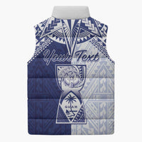 Personalised Northern Mariana Islands And Guam Sleeveless Puffer Jacket Latte Stone With Tribal Pattern