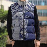 Personalised Northern Mariana Islands And Guam Sleeveless Puffer Jacket Latte Stone With Tribal Pattern