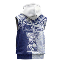 Personalised Northern Mariana Islands And Guam Sleeveless Zip Hoodie Latte Stone With Tribal Pattern