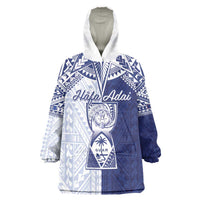 Personalised Northern Mariana Islands And Guam Wearable Blanket Hoodie Latte Stone With Tribal Pattern