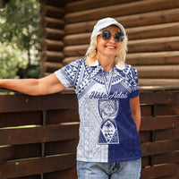 Personalised Northern Mariana Islands And Guam Women Polo Shirt Latte Stone With Tribal Pattern