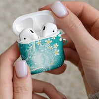 Polynesian Jellyfish AirPods Case With Plumeria Teal