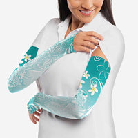 Polynesian Jellyfish Arm Sleeves With Plumeria Teal