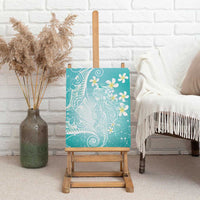 Polynesian Jellyfish Canvas Wall Art With Plumeria Teal LT05 - Polynesian Pride