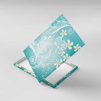 Polynesian Jellyfish Canvas Wall Art With Plumeria Teal LT05 With Frame Teal - Polynesian Pride
