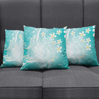 Polynesian Jellyfish Pillow Cover With Plumeria Teal