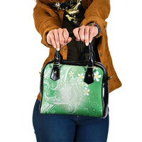 Polynesian Jellyfish Shoulder Handbag With Plumeria Green LT05 One Size Green - Polynesian Pride