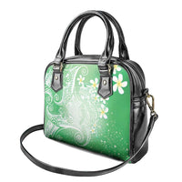 Polynesian Jellyfish Shoulder Handbag With Plumeria Green LT05 - Polynesian Pride