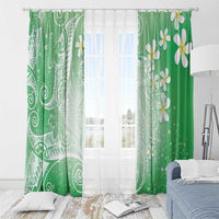 Polynesian Jellyfish Window Curtain With Plumeria Green