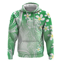 Polynesian Jellyfish Zip Hoodie With Plumeria Green