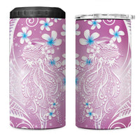 Polynesian Jellyfish 4 in 1 Can Cooler Tumbler With Plumeria Pink
