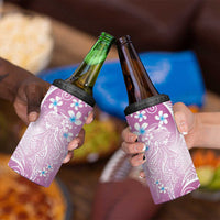 Polynesian Jellyfish 4 in 1 Can Cooler Tumbler With Plumeria Pink