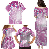 Polynesian Jellyfish Family Matching Puletasi and Hawaiian Shirt With Plumeria Pink LT05 - Polynesian Pride