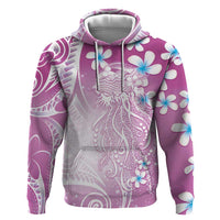 Polynesian Jellyfish Hoodie With Plumeria Pink LT05 Pullover Hoodie Pink - Polynesian Pride
