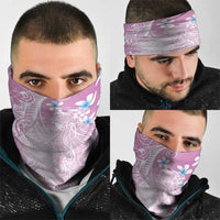 Polynesian Jellyfish Neck Gaiter With Plumeria Pink