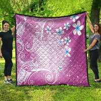 Polynesian Jellyfish Quilt With Plumeria Pink