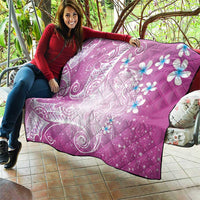 Polynesian Jellyfish Quilt With Plumeria Pink