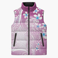 Polynesian Jellyfish Sleeveless Puffer Jacket With Plumeria Pink LT05 Unisex Pink - Polynesian Pride