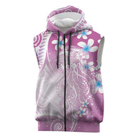 Polynesian Jellyfish Sleeveless Zip Hoodie With Plumeria Pink