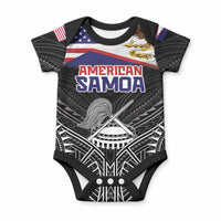 Personalised American Samoa Flag Day Baby Onesie Bald Eagle With Polynesian Pattern