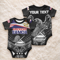 Personalised American Samoa Flag Day Baby Onesie Bald Eagle With Polynesian Pattern