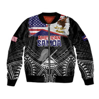 American Samoa Flag Day Bomber Jacket Bald Eagle With Polynesian Pattern
