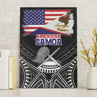 American Samoa Flag Day Canvas Wall Art Bald Eagle With Polynesian Pattern