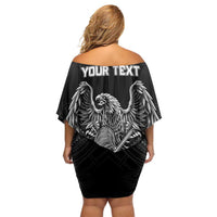 American Samoa Flag Day Family Matching Off Shoulder Short Dress and Hawaiian Shirt Bald Eagle With Polynesian Pattern