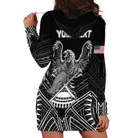 American Samoa Flag Day Hoodie Dress Bald Eagle With Polynesian Pattern