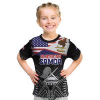 American Samoa Flag Day Kid T Shirt Bald Eagle With Polynesian Pattern