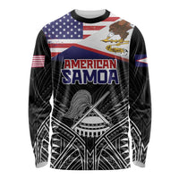 American Samoa Flag Day Long Sleeve Shirt Bald Eagle With Polynesian Pattern