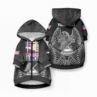 Personalised American Samoa Flag Day Pet Hoodie Bald Eagle With Polynesian Pattern
