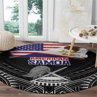 American Samoa Flag Day Round Carpet Bald Eagle With Polynesian Pattern
