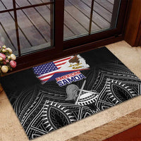 American Samoa Flag Day Rubber Doormat Bald Eagle With Polynesian Pattern