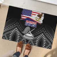 American Samoa Flag Day Rubber Doormat Bald Eagle With Polynesian Pattern
