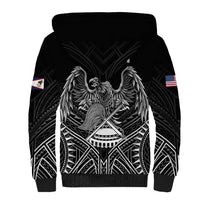 American Samoa Flag Day Sherpa Hoodie Bald Eagle With Polynesian Pattern